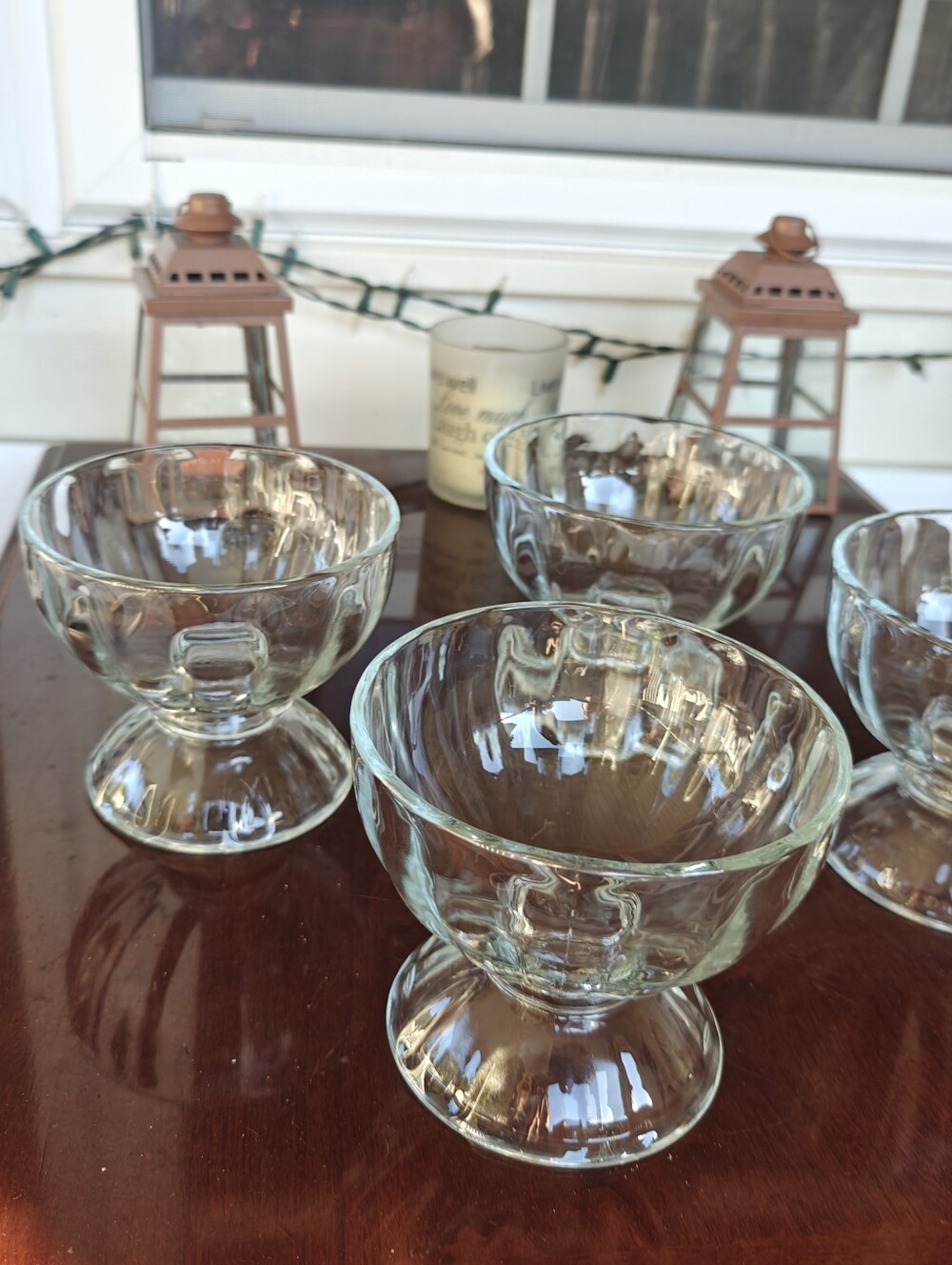 Vintage Libbey Ribbed Optic Dessert Ice Cream Pedestal BowlS Set Of 4
